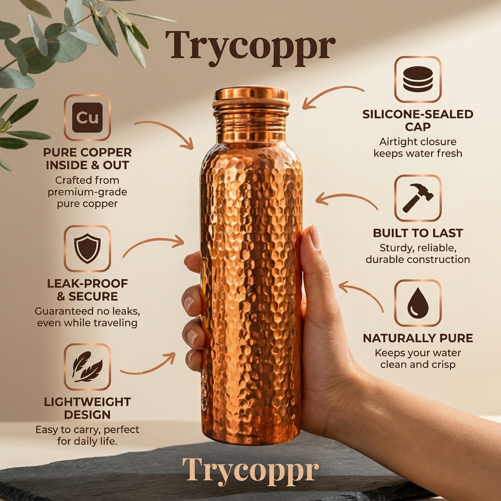 Copper Water Bottle – TryCoppr™ | Naturally Purified Water, Plastic-Free