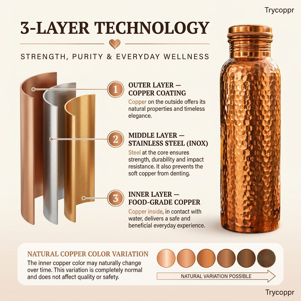 Copper Water Bottle – TryCoppr™ | Naturally Purified Water, Plastic-Free